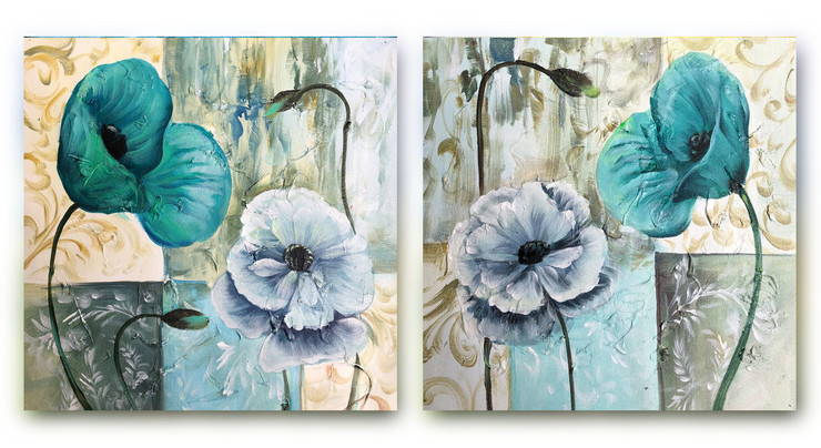 Flower painting  (ART_6706_45511) - Handpainted Art Painting - 24in X 12in