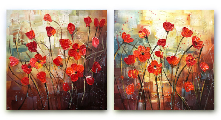 Flower painting  (ART_6706_45502) - Handpainted Art Painting - 24in X 12in