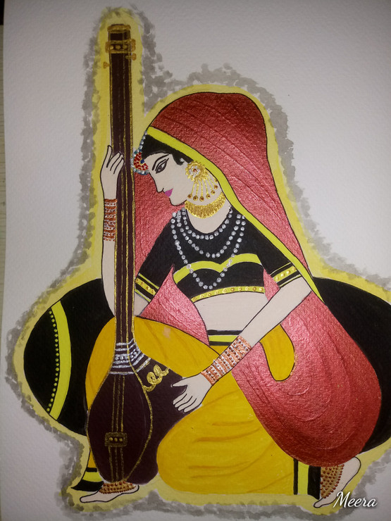 Meera Bai (ART_7263_45518) - Handpainted Art Painting - 9in X 11in