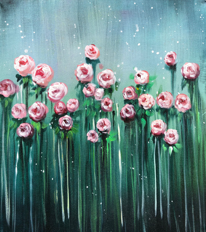 Flower painting  (ART_6706_45473) - Handpainted Art Painting - 15in X 15in