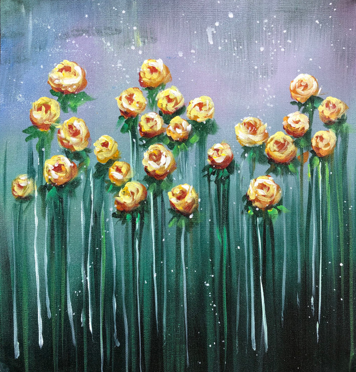Flower painting  (ART_6706_45472) - Handpainted Art Painting - 15in X 15in