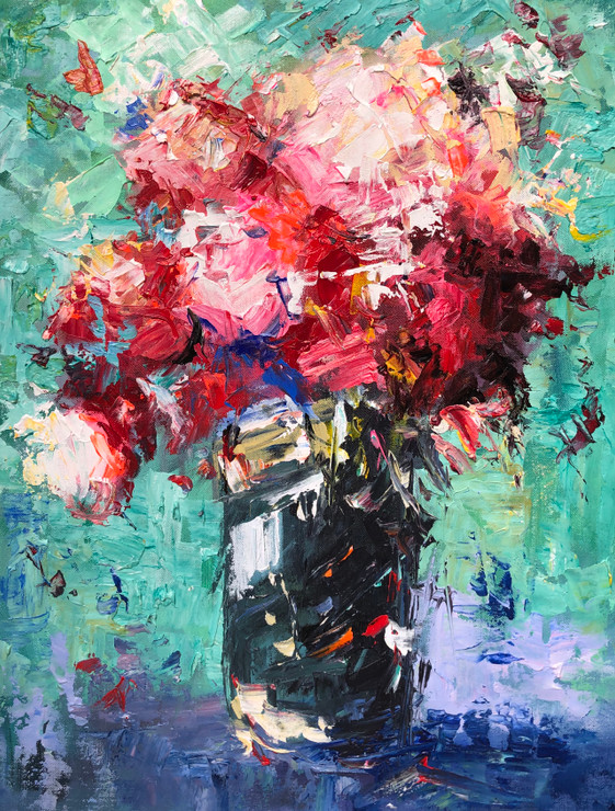 Flower painting  (ART_6706_45468) - Handpainted Art Painting - 18in X 24in