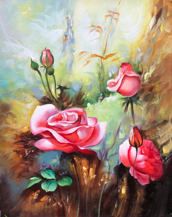 Flower painting  (ART_6706_45467) - Handpainted Art Painting - 18in X 24in