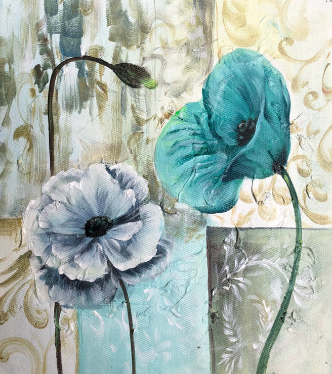 Flower painting  (ART_6706_45462) - Handpainted Art Painting - 15in X 15in