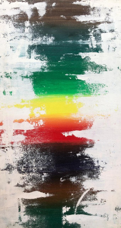 Rainbow abstract (ART_5105_45560) - Handpainted Art Painting - 32in X 17in