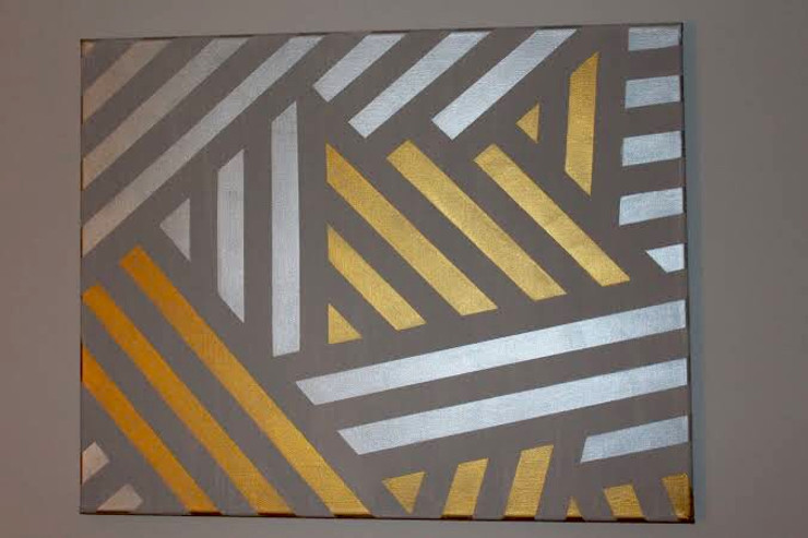 The maze of Gold and Silver - Abstract pattern art (ART_5557_45552) - Handpainted Art Painting - 37in X 33in