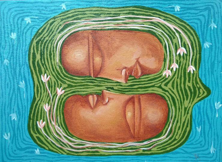 The seed of life (ART_7276_45623) - Handpainted Art Painting - 16in X 12in