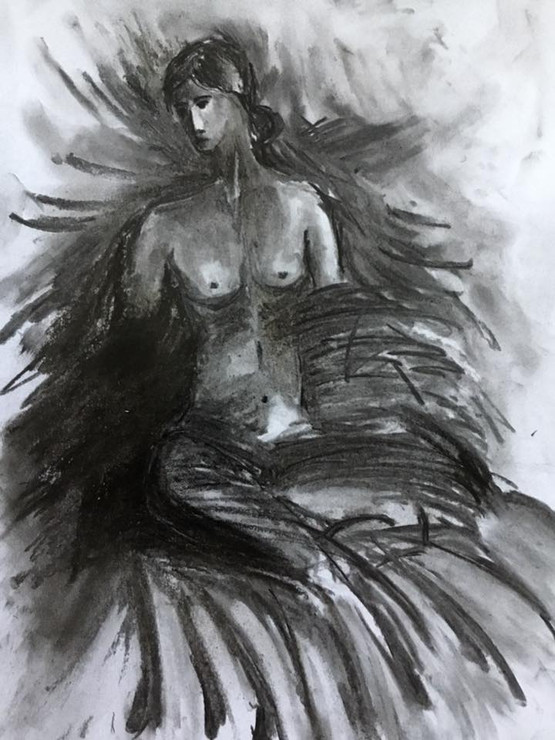 Woman 1 (ART_6698_45835) - Handpainted Art Painting - 8in X 12in