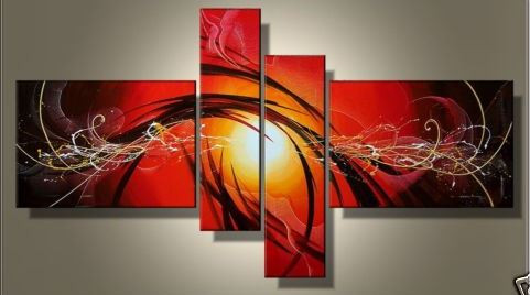 abstract, red abstract, multi piece red abstract