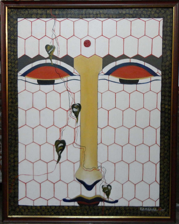 The Buddha01 (ART_1149_45805) - Handpainted Art Painting - 24in X 30in