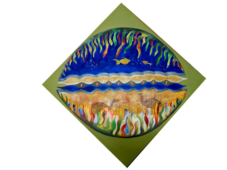 Global Warming02 (ART_1149_45982) - Handpainted Art Painting - 42in X 42in