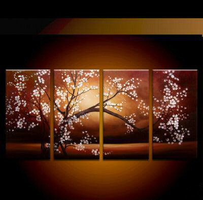 abstract, tree, sun, moon, one tree, lonely tree, abstract tree, mutipiece tree, flower, white flower
