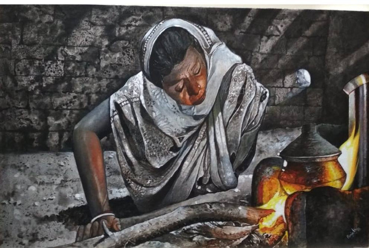 Subsistence (ART_5114_46314) - Handpainted Art Painting - 24in X 24in