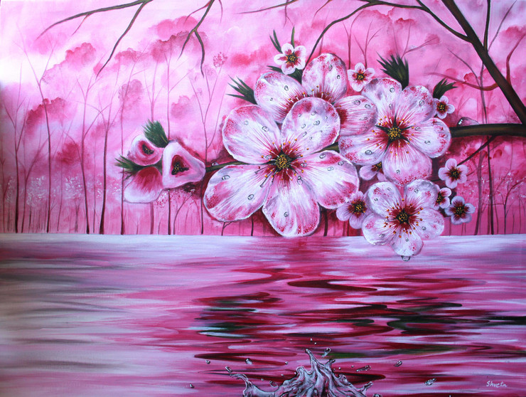 Pretty in Pink (ART_6584_46305) - Handpainted Art Painting - 48in X 36in