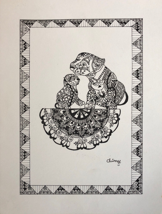 Mandala  (ART_7325_46402) - Handpainted Art Painting - 8in X 11in