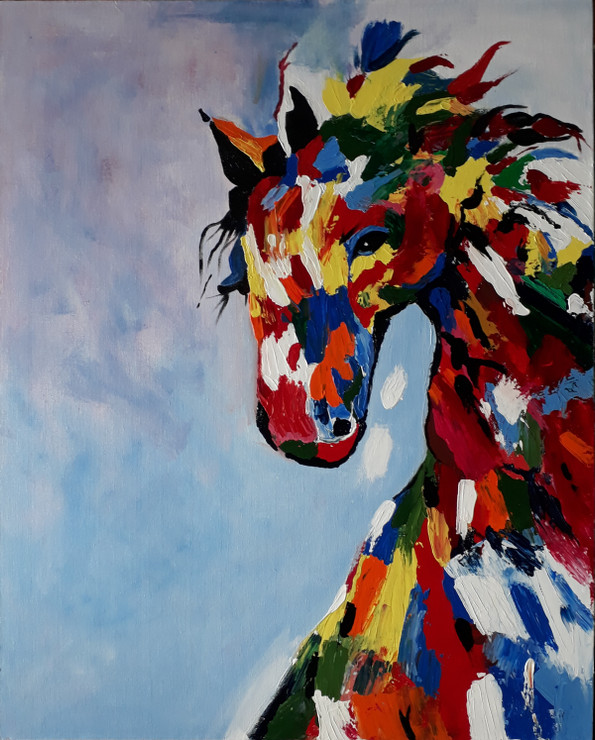 Horse Face  (ART_4936_46374) - Handpainted Art Painting - 24in X 30in