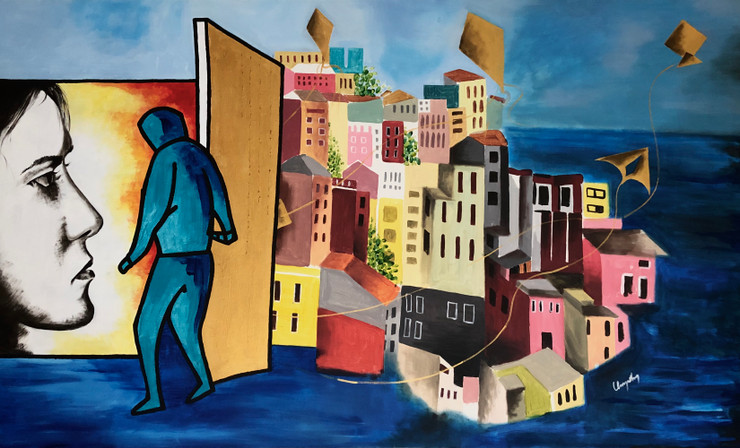 The Venice Wedding (ART_7336_46560) - Handpainted Art Painting - 30in X 60in