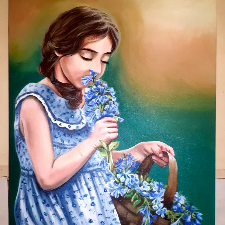 Fragrance (ART_7261_46498) - Handpainted Art Painting - 18in X 24in