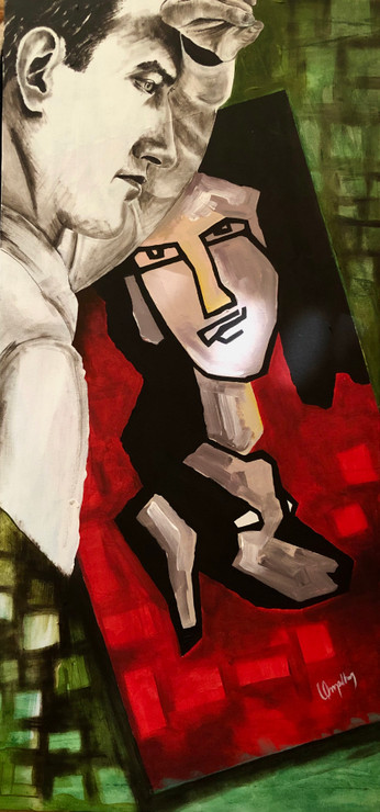 Companion (ART_7336_46760) - Handpainted Art Painting - 18in X 36in