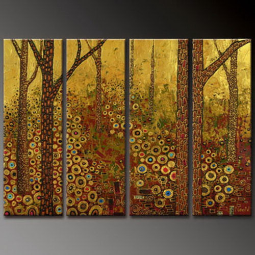 tree, trees, forest, yellow forest, abstract, abstract forest, way , road, road through forest