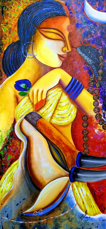 Messengers (ART_7352_46807) - Handpainted Art Painting - 15in X 33in