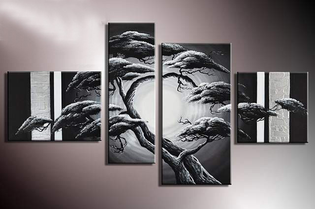 tree, trees,forest, one tree, tree in vase , multi piece tree, black and white , monochrome