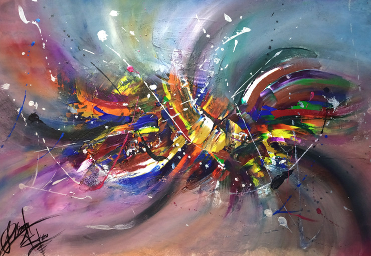 Spectrum series- Ii (ART_30_46794) - Handpainted Art Painting - 15in X 22in