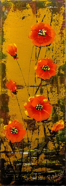 Abstract flowers (ART_7348_47103) - Handpainted Art Painting - 5in X 14in