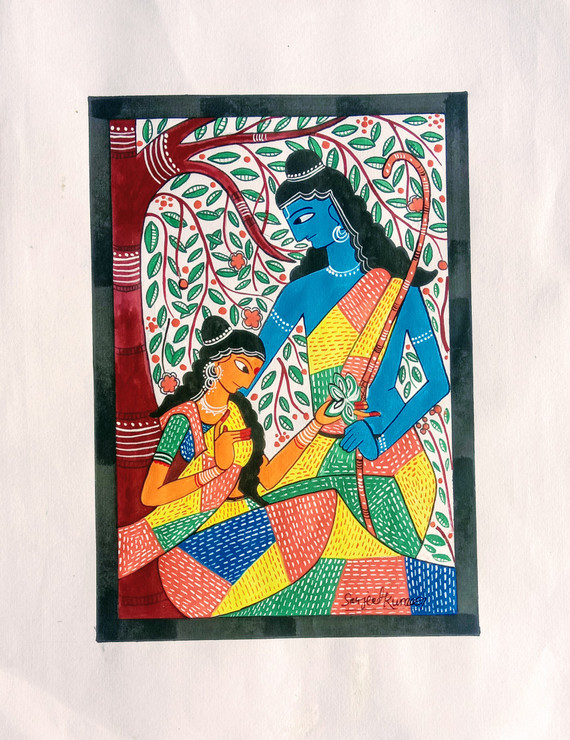 Sitaram (ART_7379_47250) - Handpainted Art Painting - 12in X 14in