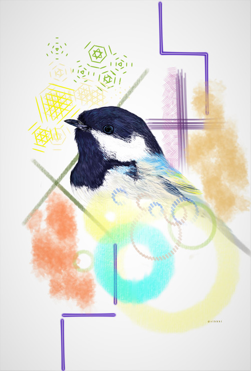 Blue bird (PRT_7337_47419) - Canvas Art Print - 24in X 35in