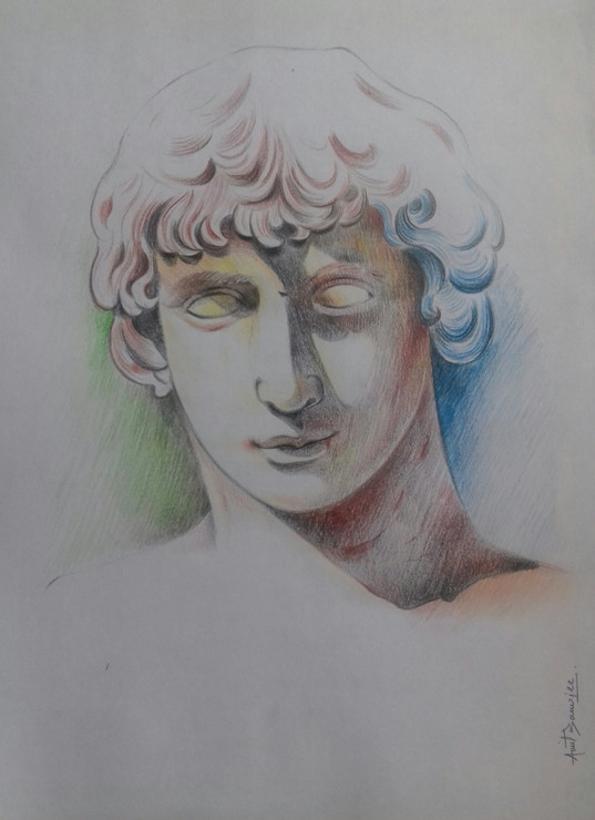 Untitled pencil shows  (ART_7398_47402) - Handpainted Art Painting - 8in X 11in