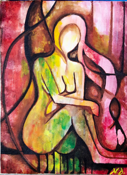 Bilasini (ART_7390_47340) - Handpainted Art Painting - 12in X 16in