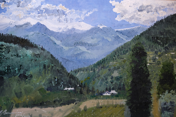 Buddhaban Parvati Valley (ART_7406_47579) - Handpainted Art Painting - 30in X 20in