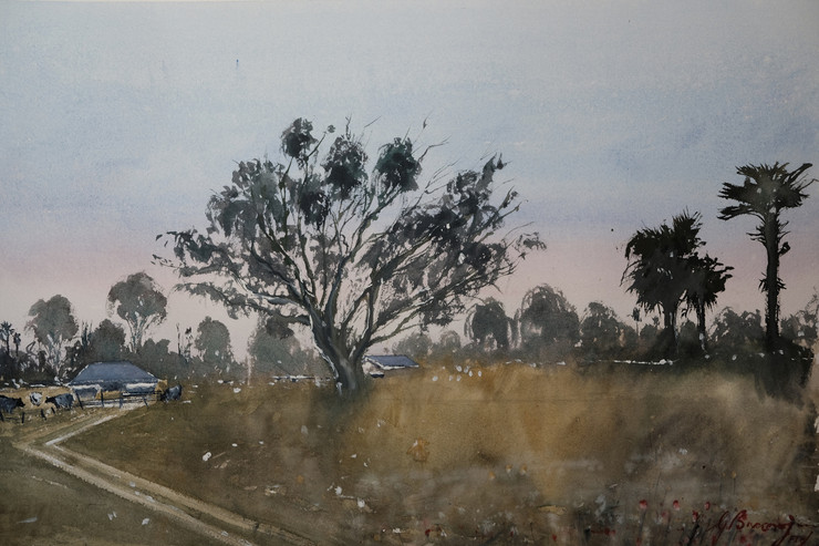 Country Road (ART_7406_47571) - Handpainted Art Painting - 22in X 15in