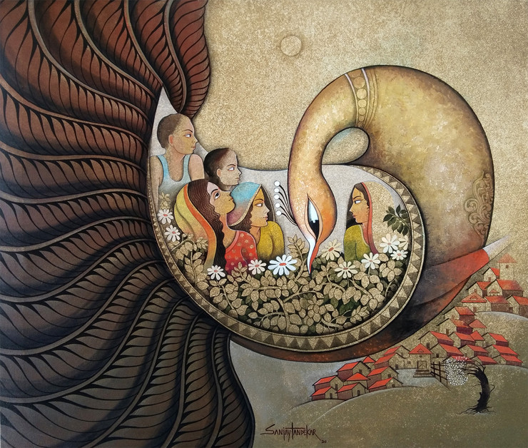 Affection 17 (ART_3298_47639) - Handpainted Art Painting - 43in X 40in