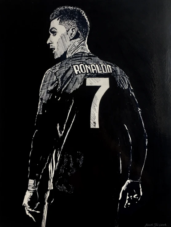 Christiano Ronaldo - CR7 (ART_5557_47798) - Handpainted Art Painting - 11in X 15in