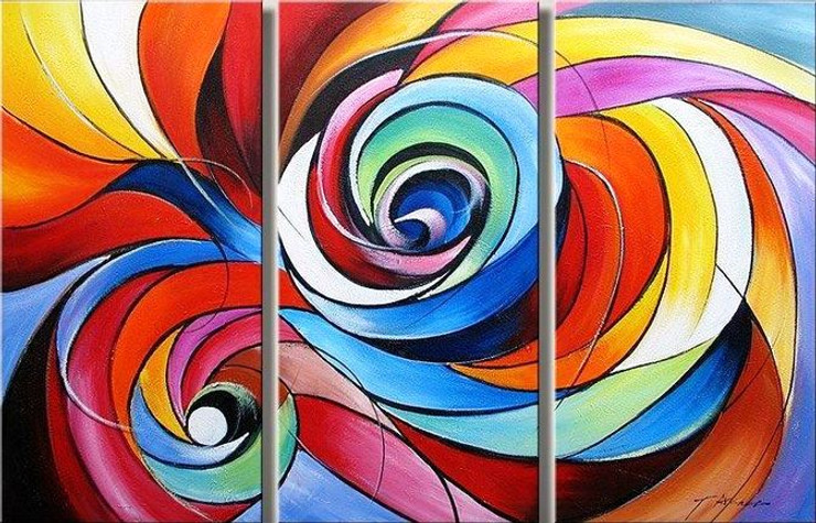 Revolving Karma - 48in x 32in (16in x 32in X 3pc),Multipiece,RTCS_32_4832,Oil Colors,Canvas,48in X 32in (16in x 32in x 3pc),Museum Quality - 100% Handpainted