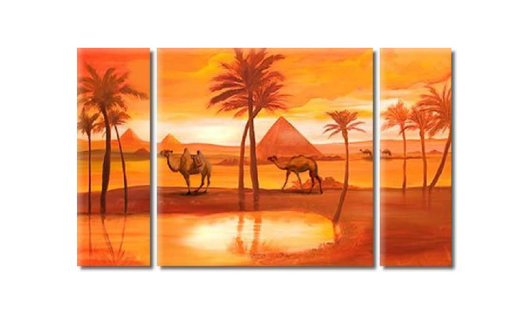 desert, landscape,camel, river, camel in desert, river in desert, multi piece desert, sun, sunnny day, tree, trees