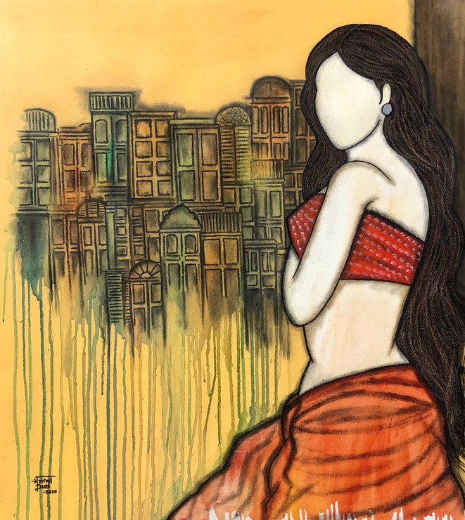 Prarabdh (ART_7129_48070) - Handpainted Art Painting - 30in X 34in