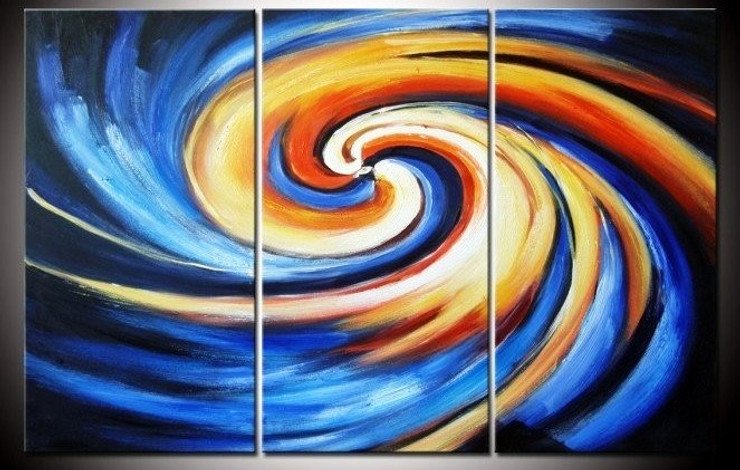 Whirlpool - Handpainted Art Painting - 36in X 32in (12in X 32in each X 3pcs.)