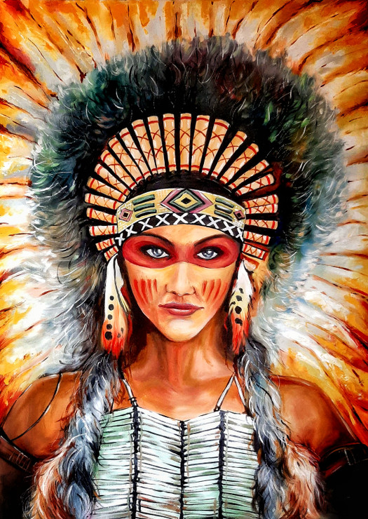Folk Girl (ART_7364_48192) - Handpainted Art Painting - 21in X 29in