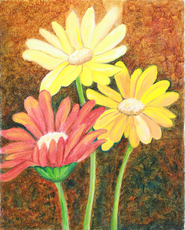 Zinnia (ART_7384_48163) - Handpainted Art Painting - 8in X 10in