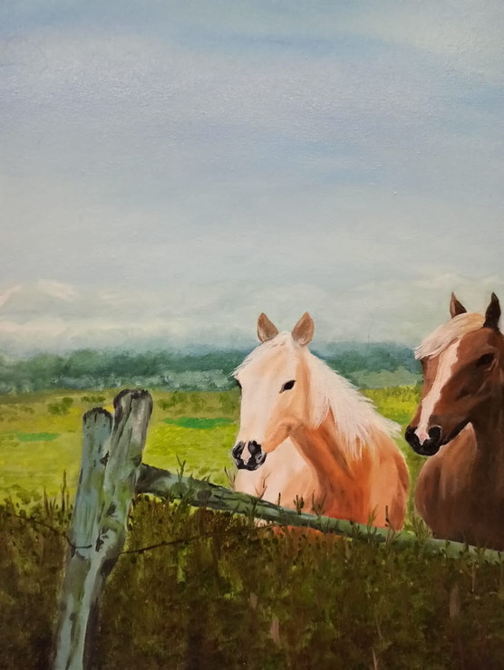 Horses (ART_7480_48370) - Handpainted Art Painting - 18in X 24in