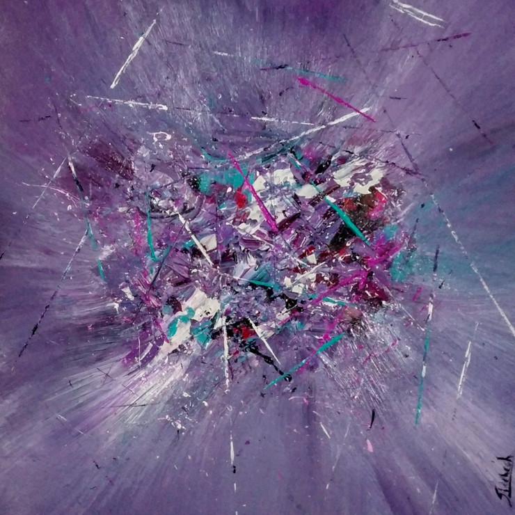 Violent Violet- Hand-painted Abstract Art Acrylic Painting (ART_7482_48389) - Handpainted Art Painting - 11in X 11in