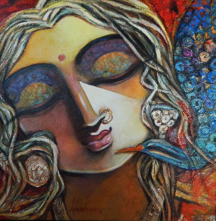 SHE-I (ART_1469_48535) - Handpainted Art Painting - 20in X 20in