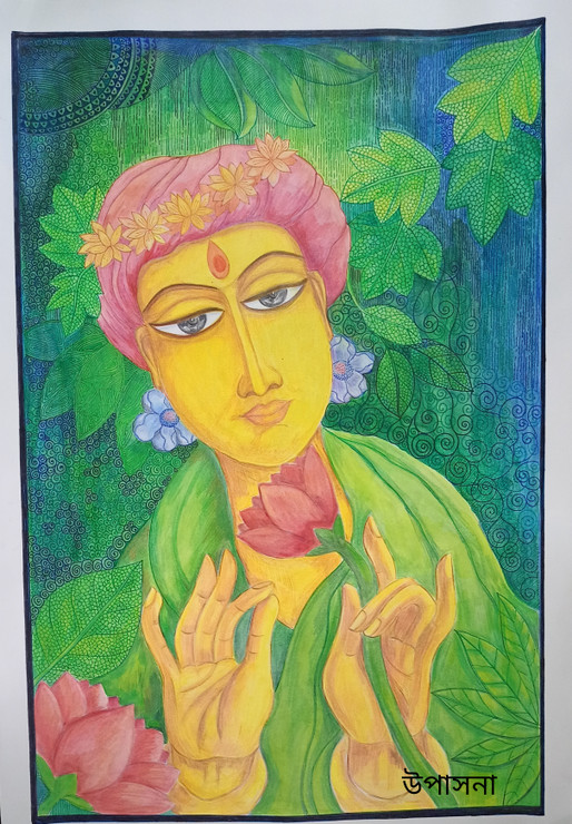 Chitrangada (ART_7473_48524) - Handpainted Art Painting - 14in X 21in