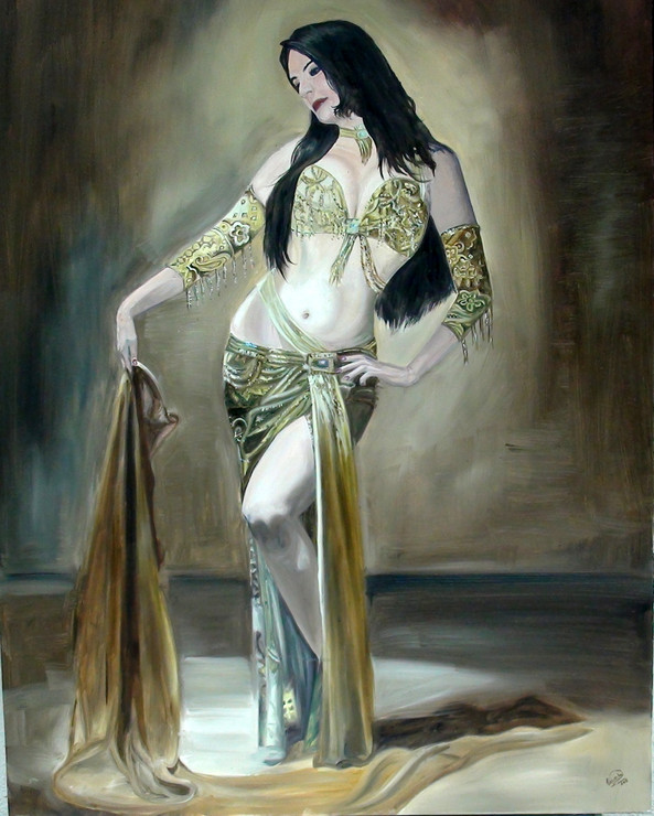 The Belly Dancer (ART_1372_48493) - Handpainted Art Painting - 30in X 40in