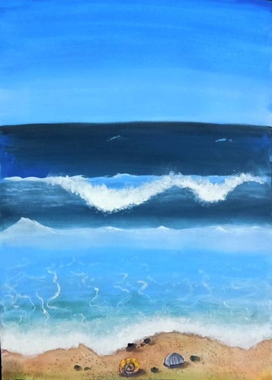Beach (ART_7494_48664) - Handpainted Art Painting - 10in X 12in