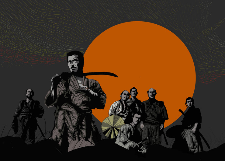 7 samurai poster (PRT_7414_48748) - Canvas Art Print - 20in X 15in