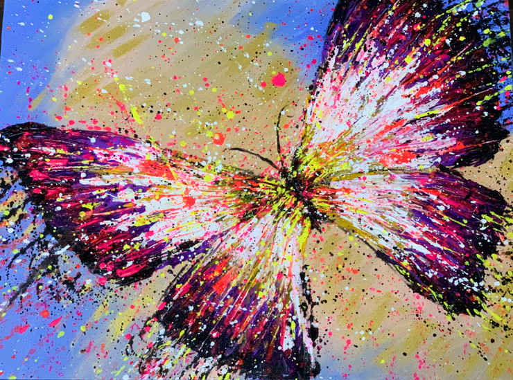 Splutter (ART_7425_48999) - Handpainted Art Painting - 24in X 18in